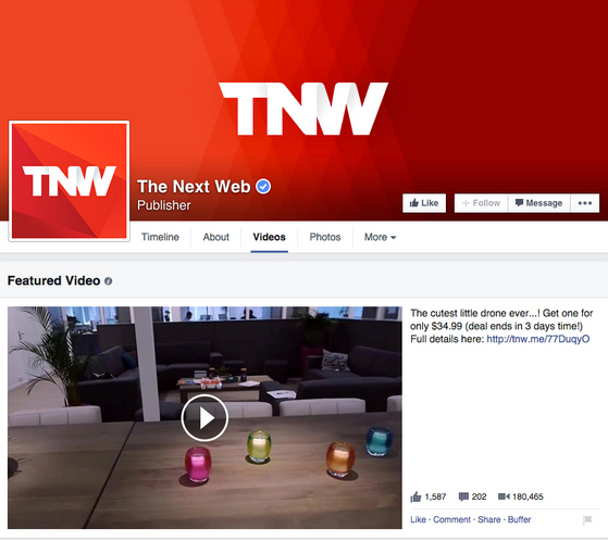 The Next Web's video tab on FB